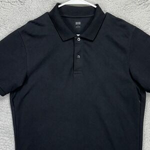 Uniqlo Adult Mens Polo Shirt Large‎ Black Golf Casual Short Sleeve Rugby Outdoor